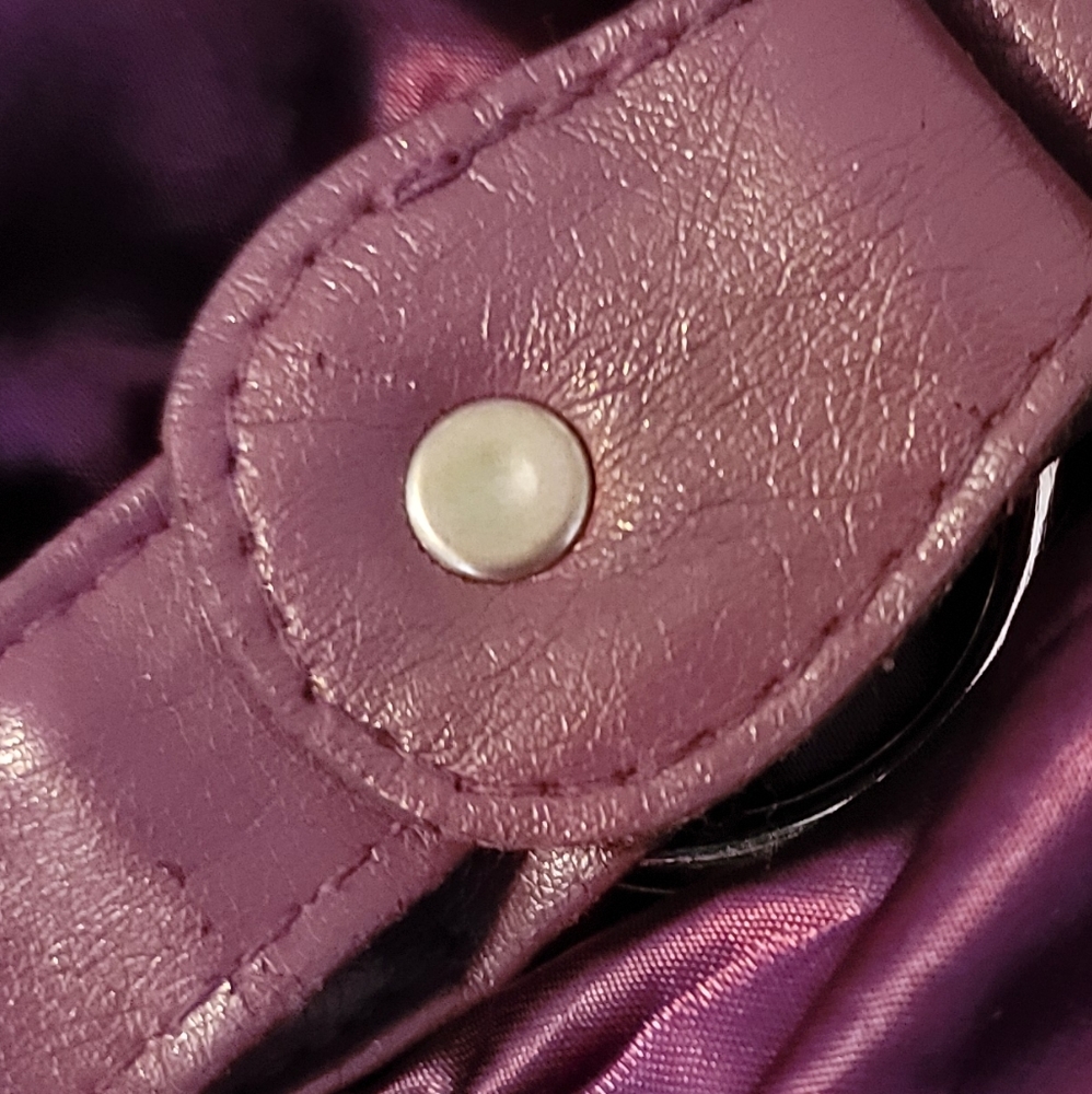 Tally Weijl Ruched Purple Satin and Faux Leather Shoulder Bag - Picture 12 of 12